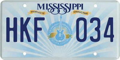MS license plate HKF034