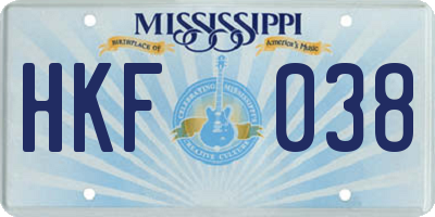 MS license plate HKF038