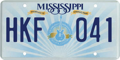 MS license plate HKF041