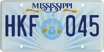 MS license plate HKF045