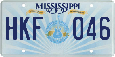 MS license plate HKF046