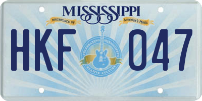 MS license plate HKF047