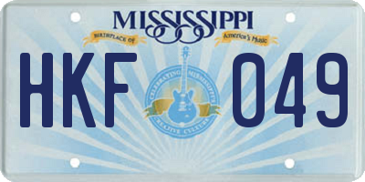 MS license plate HKF049