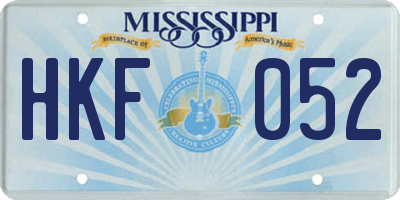 MS license plate HKF052