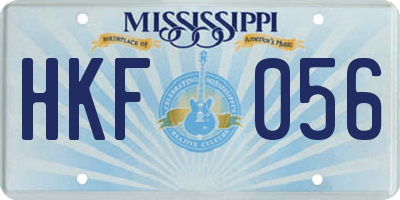 MS license plate HKF056