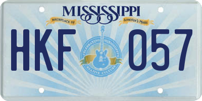 MS license plate HKF057