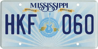 MS license plate HKF060