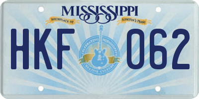 MS license plate HKF062