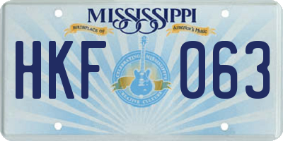 MS license plate HKF063