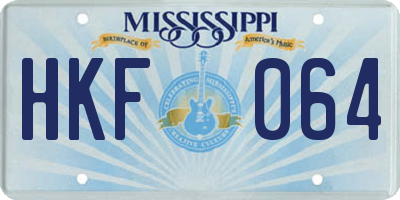 MS license plate HKF064