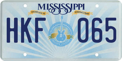 MS license plate HKF065