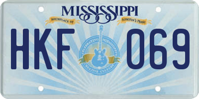 MS license plate HKF069