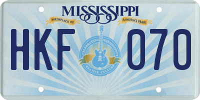 MS license plate HKF070