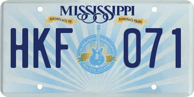 MS license plate HKF071