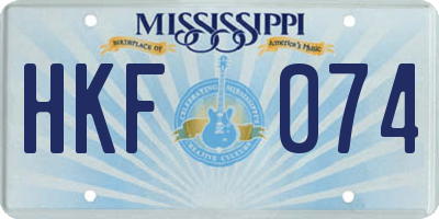 MS license plate HKF074