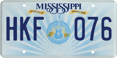 MS license plate HKF076