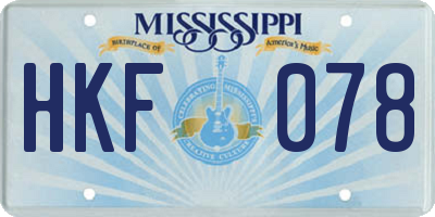 MS license plate HKF078