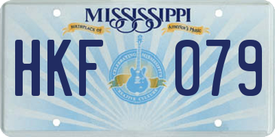 MS license plate HKF079