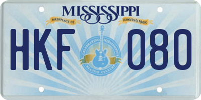 MS license plate HKF080