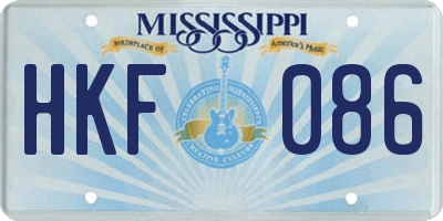 MS license plate HKF086