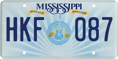 MS license plate HKF087