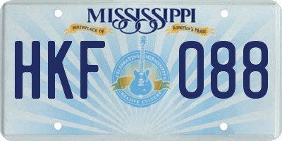 MS license plate HKF088