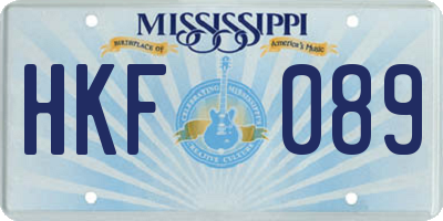 MS license plate HKF089