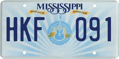 MS license plate HKF091