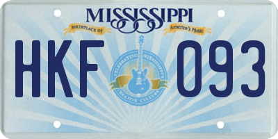 MS license plate HKF093
