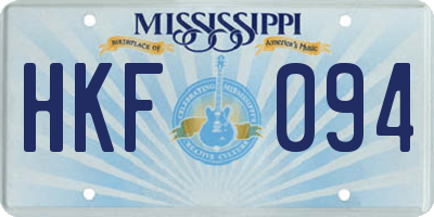 MS license plate HKF094
