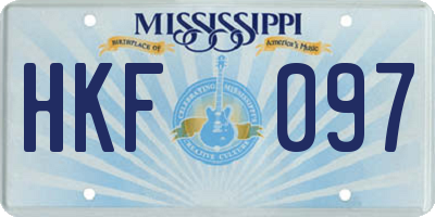 MS license plate HKF097