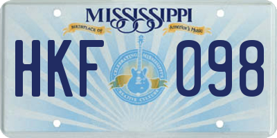 MS license plate HKF098