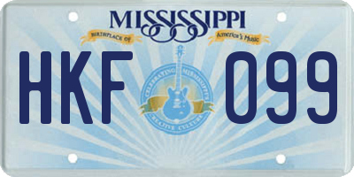 MS license plate HKF099