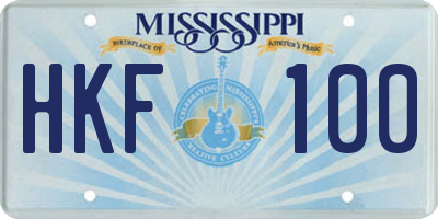 MS license plate HKF100