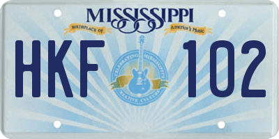 MS license plate HKF102