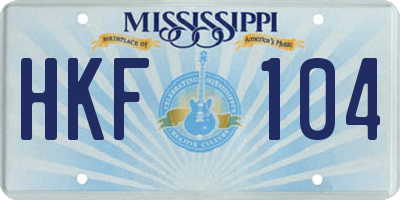 MS license plate HKF104