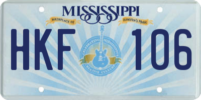 MS license plate HKF106