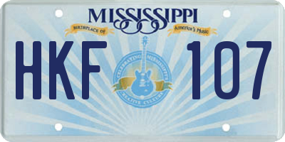 MS license plate HKF107