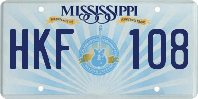 MS license plate HKF108
