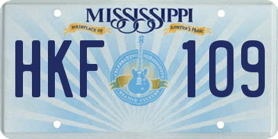 MS license plate HKF109