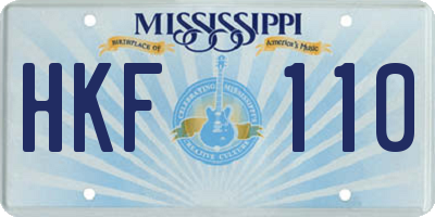 MS license plate HKF110