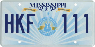MS license plate HKF111