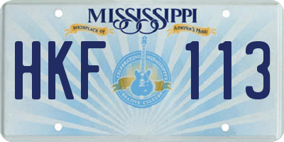 MS license plate HKF113