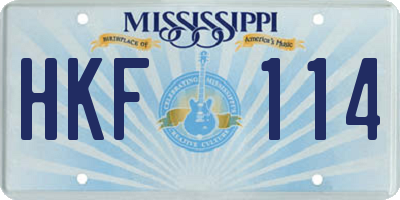MS license plate HKF114