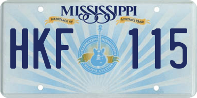 MS license plate HKF115