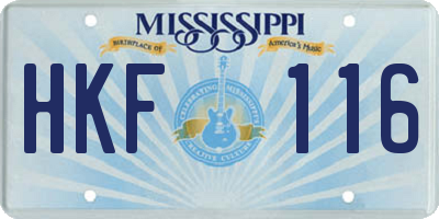 MS license plate HKF116