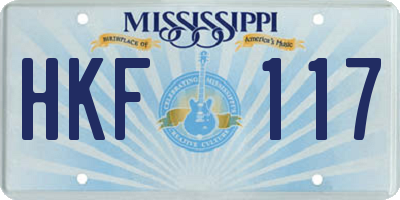 MS license plate HKF117