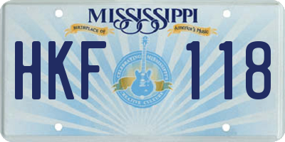 MS license plate HKF118