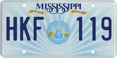 MS license plate HKF119
