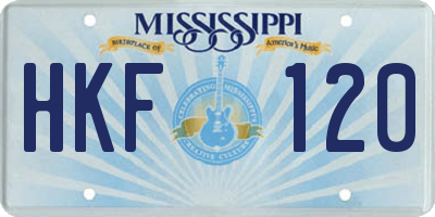 MS license plate HKF120